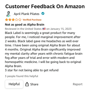 Customer Alpha Brain Black Label reviews (1)